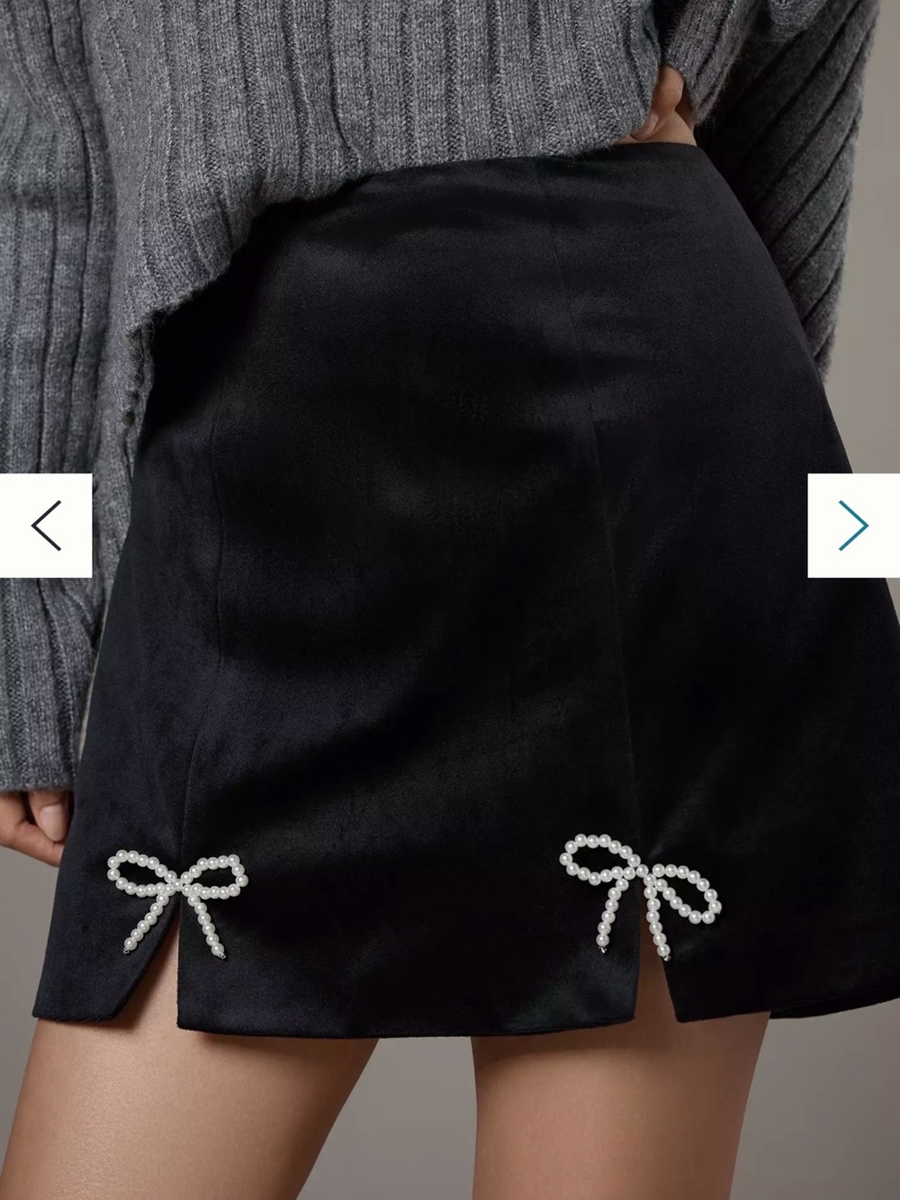 Anthropologie/ Avec Les Filles Velvet Bow Black Mini Skirt size Small - Picture 5 of 9